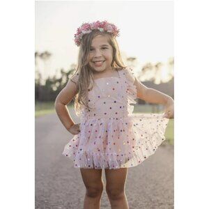 Eliza Grace Confetti Penelope Pink Ruffled Skirted Romper Bubble Birthday NWT
